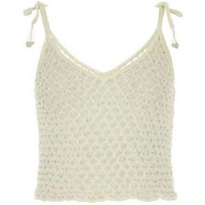 MY BEACHY SIDE Crochet Net Beaded Top in Snow White ONE SIZE